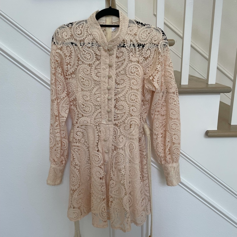 Zimmerman look a like cream lace button long sleeve dress
Size s to M